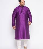 Men's purple silk blend kurta pyjama set