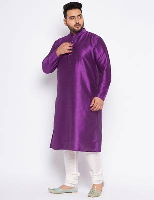 Men's purple silk blend kurta pyjama set 2