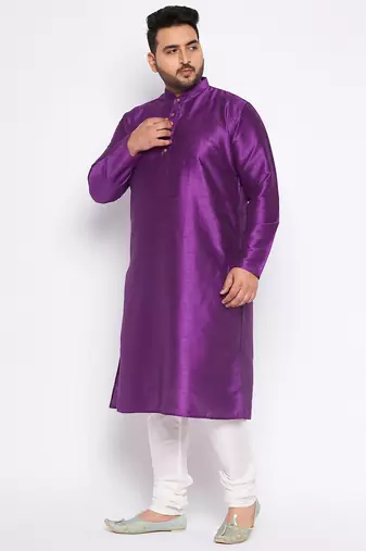 Men's purple silk blend kurta pyjama set