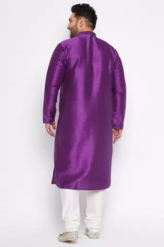 Men's purple silk blend kurta pyjama set