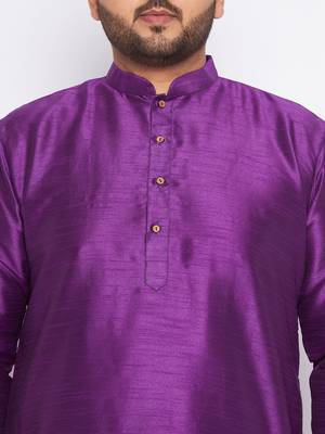 Men's purple silk blend kurta pyjama set 4