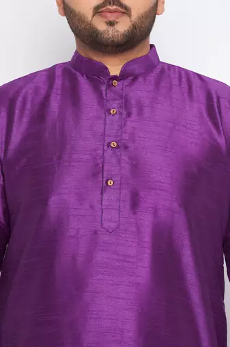 Men's purple silk blend kurta pyjama set
