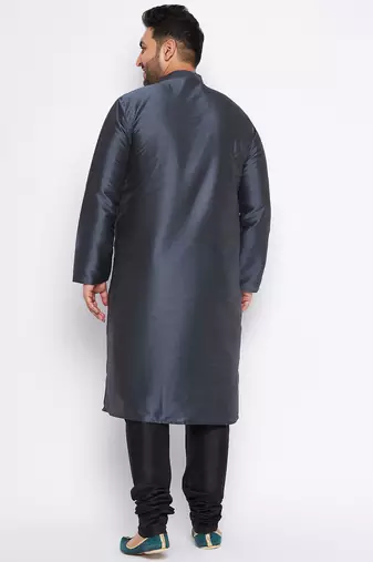 Men's slate silk blend kurta pyjama set