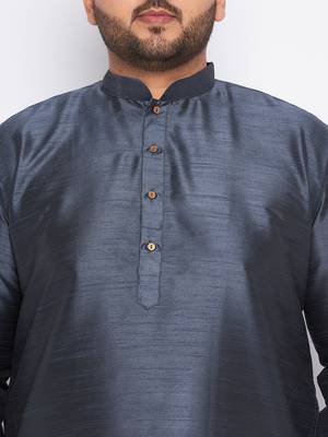 Men's slate silk blend kurta pyjama set 4