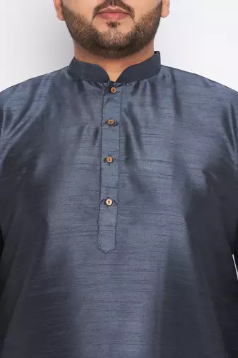 Men's slate silk blend kurta pyjama set