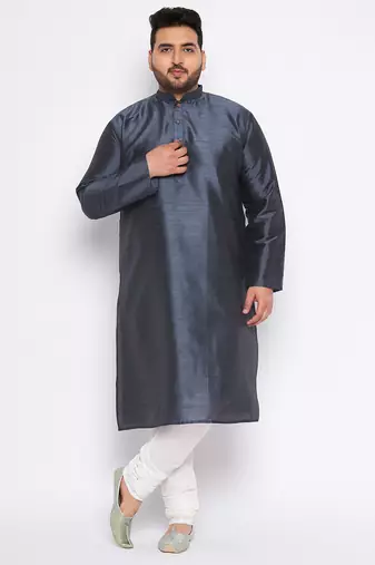 Men's slate silk blend kurta pyjama set