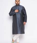 Men's slate silk blend kurta pyjama set