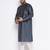 Men's slate silk blend kurta pyjama set