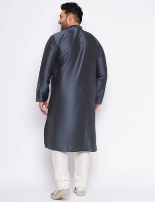 Men's slate silk blend kurta pyjama set 3