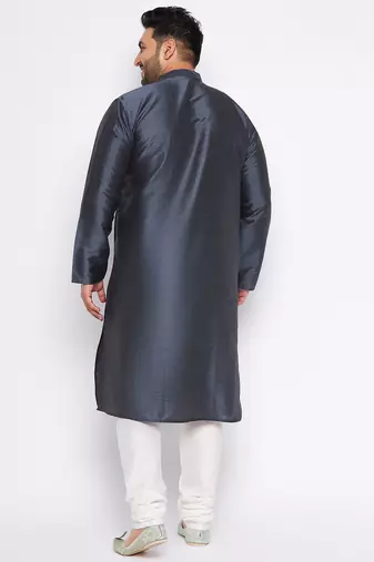Men's slate silk blend kurta pyjama set