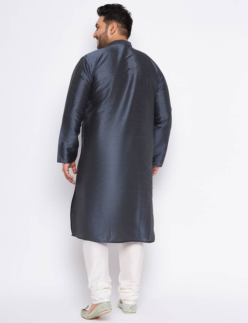 Men's slate silk blend kurta pyjama set