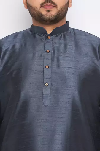 Men's slate silk blend kurta pyjama set