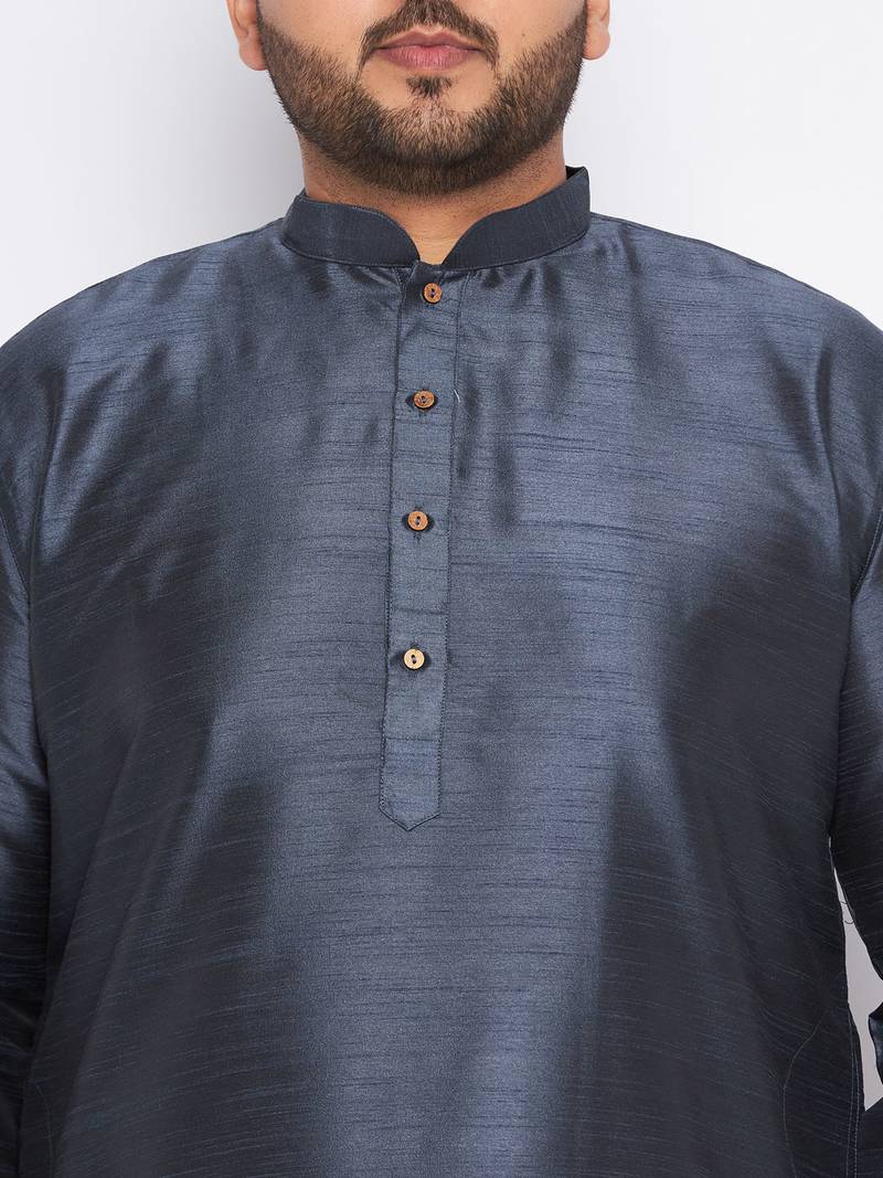 Men's slate silk blend kurta pyjama set