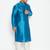 Men's turquoise and cream silk blend kurta pyjama set