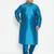 Men's turquoise silk blend kurta pyjama set
