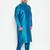 Men's turquoise silk blend kurta pyjama set