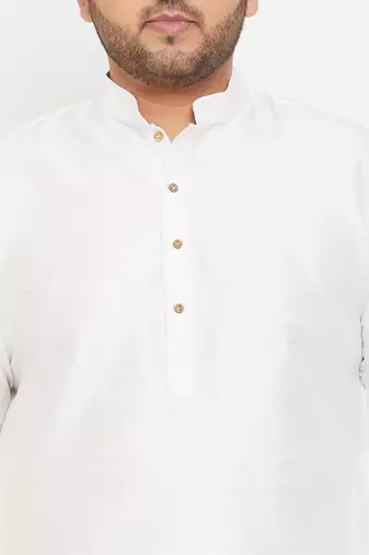 Men's white silk blend kurta pyjama set