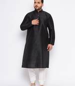 Men's black silk blend kurta pyjama set