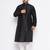 Men's black silk blend kurta pyjama set