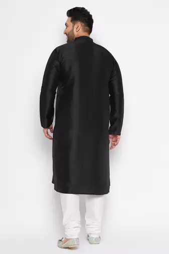 Men's black silk blend kurta pyjama set