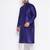 Men's royal blue silk blend kurta pyjama set