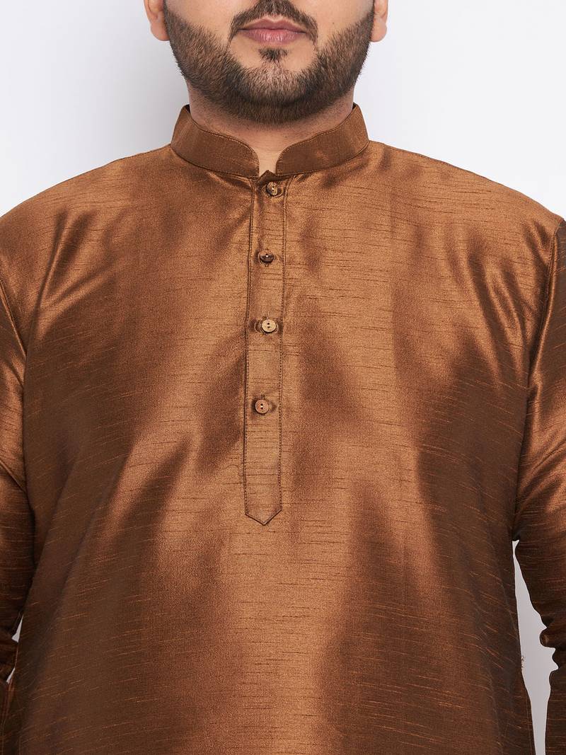 Men's coffee silk blend kurta pyjama set