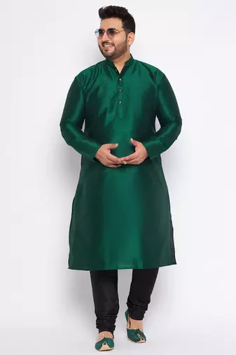 Men's gree silk blend kurta pyjama set