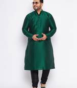 Men's gree silk blend kurta pyjama set
