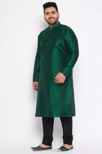Men's gree silk blend kurta pyjama set
