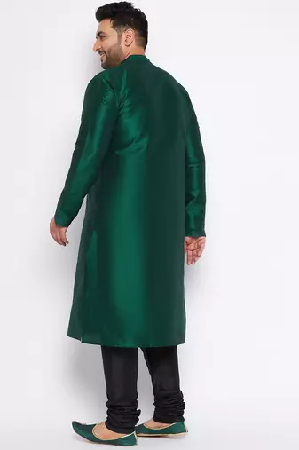 Men's gree silk blend kurta pyjama set