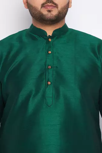 Men's gree silk blend kurta pyjama set