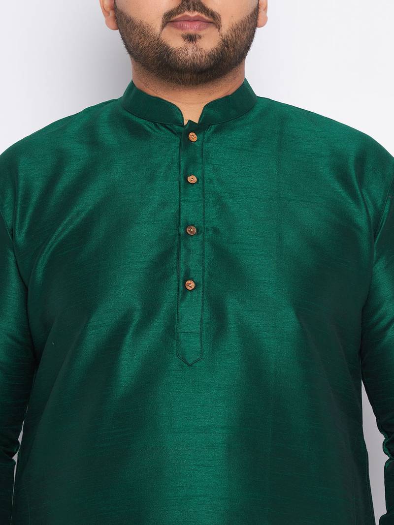 Men's gree silk blend kurta pyjama set