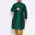 Men's bottle green and mustard silk blend kurta pyjama set