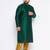Men's bottle green and mustard silk blend kurta pyjama set