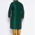Men's bottle green and mustard silk blend kurta pyjama set
