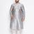 Men's grey silk blend kurta pyjama set