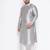 Men's grey silk blend kurta pyjama set