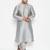 Men's grey silk blend kurta pyjama set
