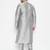 Men's grey silk blend kurta pyjama set