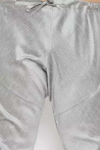 Men's grey silk blend kurta pyjama set