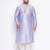 Men's bluish white silk blend kurta pyjama set