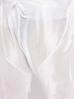 Men's bluish white silk blend kurta pyjama set 5