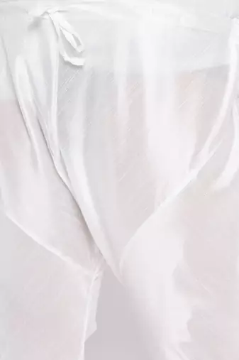 Men's bluish white silk blend kurta pyjama set
