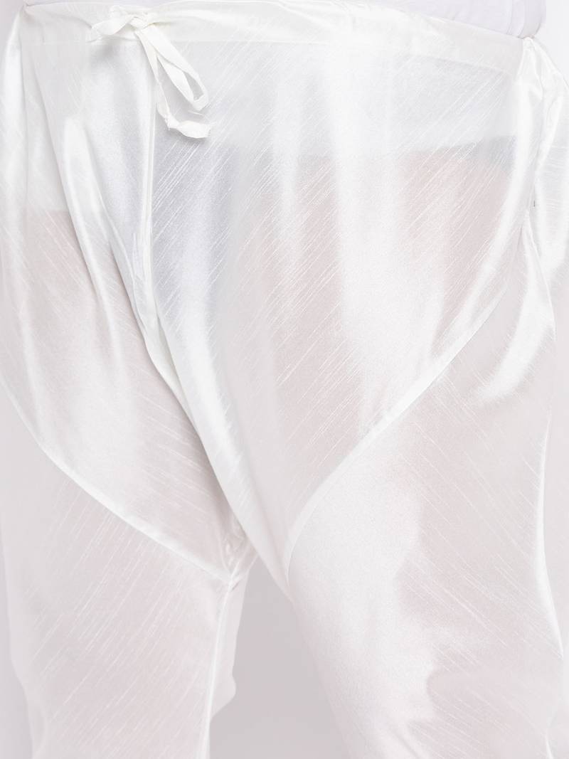 Men's bluish white silk blend kurta pyjama set