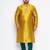 Men's mustard and bottle green silk blend kurta pyjama set