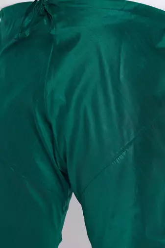 Men's mustard and bottle green silk blend kurta pyjama set