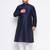 Men's navy blue silk blend kurta pyjama set