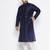 Men's navy blue silk blend kurta pyjama set