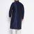 Men's navy blue silk blend kurta pyjama set