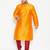 Men's orange and maroon silk blend kurta pyjama set